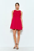 Crewneck Floral Ruffled Sleeveless Mini Dress