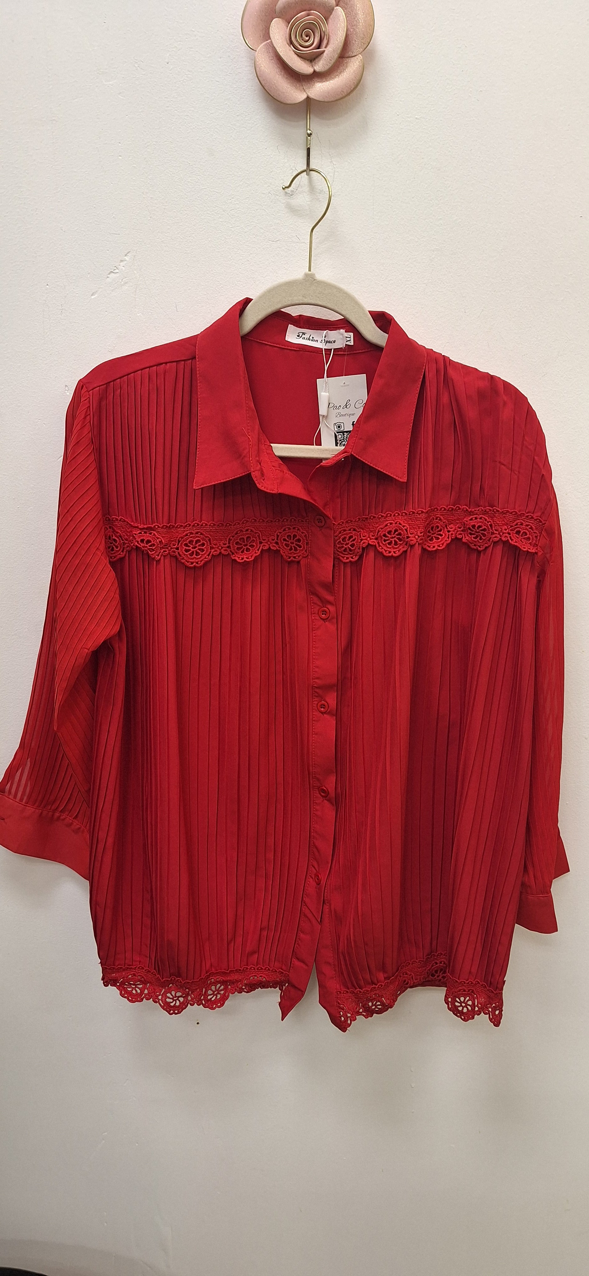 Solid Casual Pleated Stretch Shirt