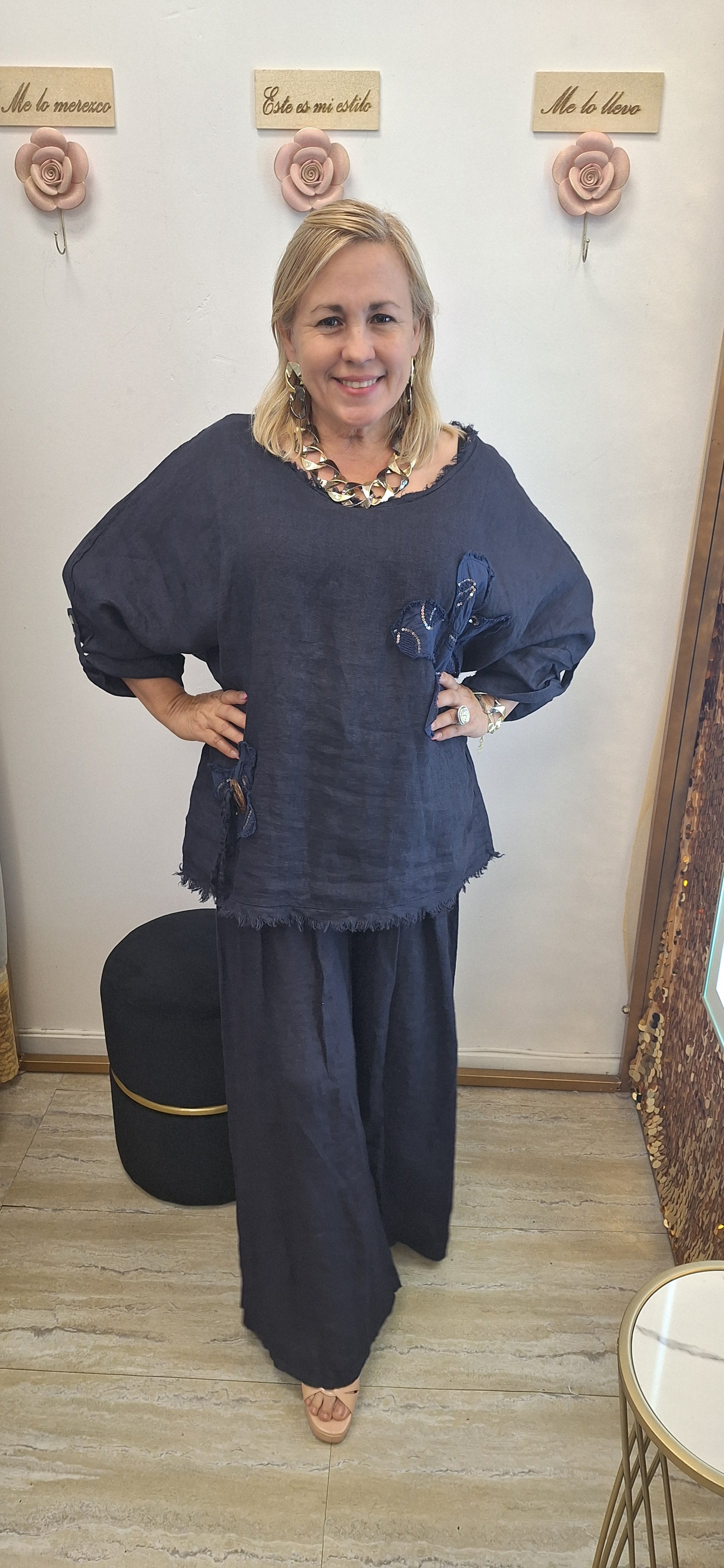 LINEN SET DARK BLUE