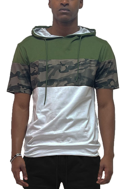Camo Solid Design Hooded tshir