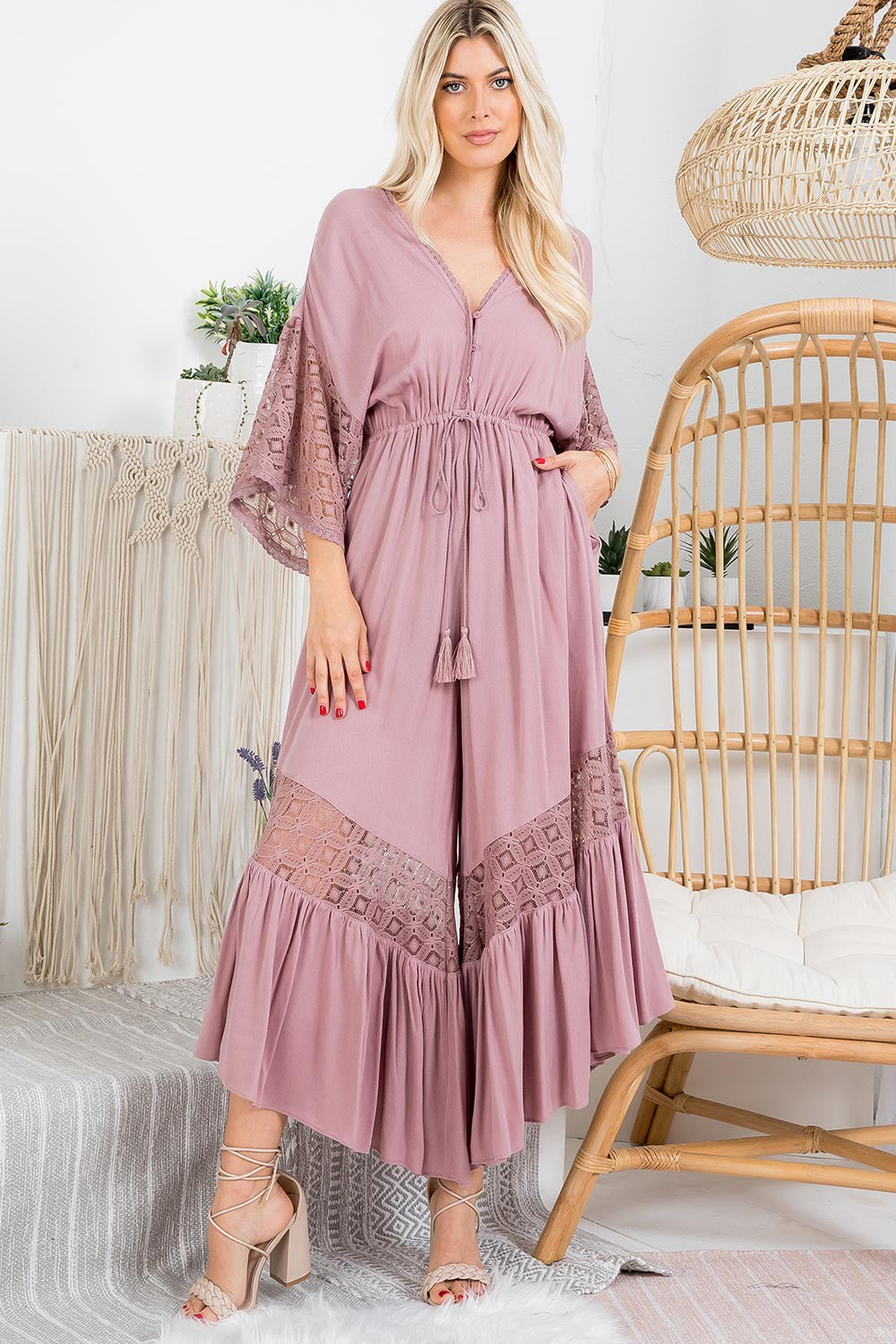 Kimono Lace Jumpsuit