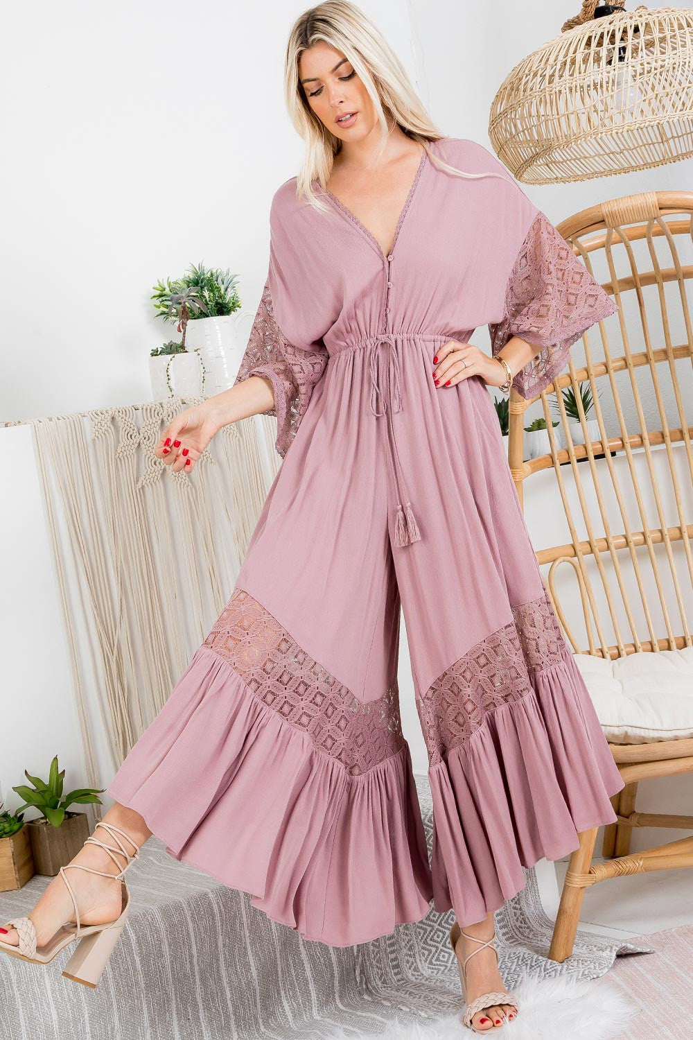 Kimono Lace Jumpsuit