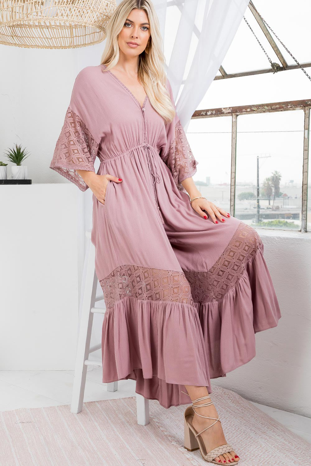 Kimono Lace Jumpsuit