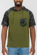 Short Sleeve Camo Hooded Tshirt