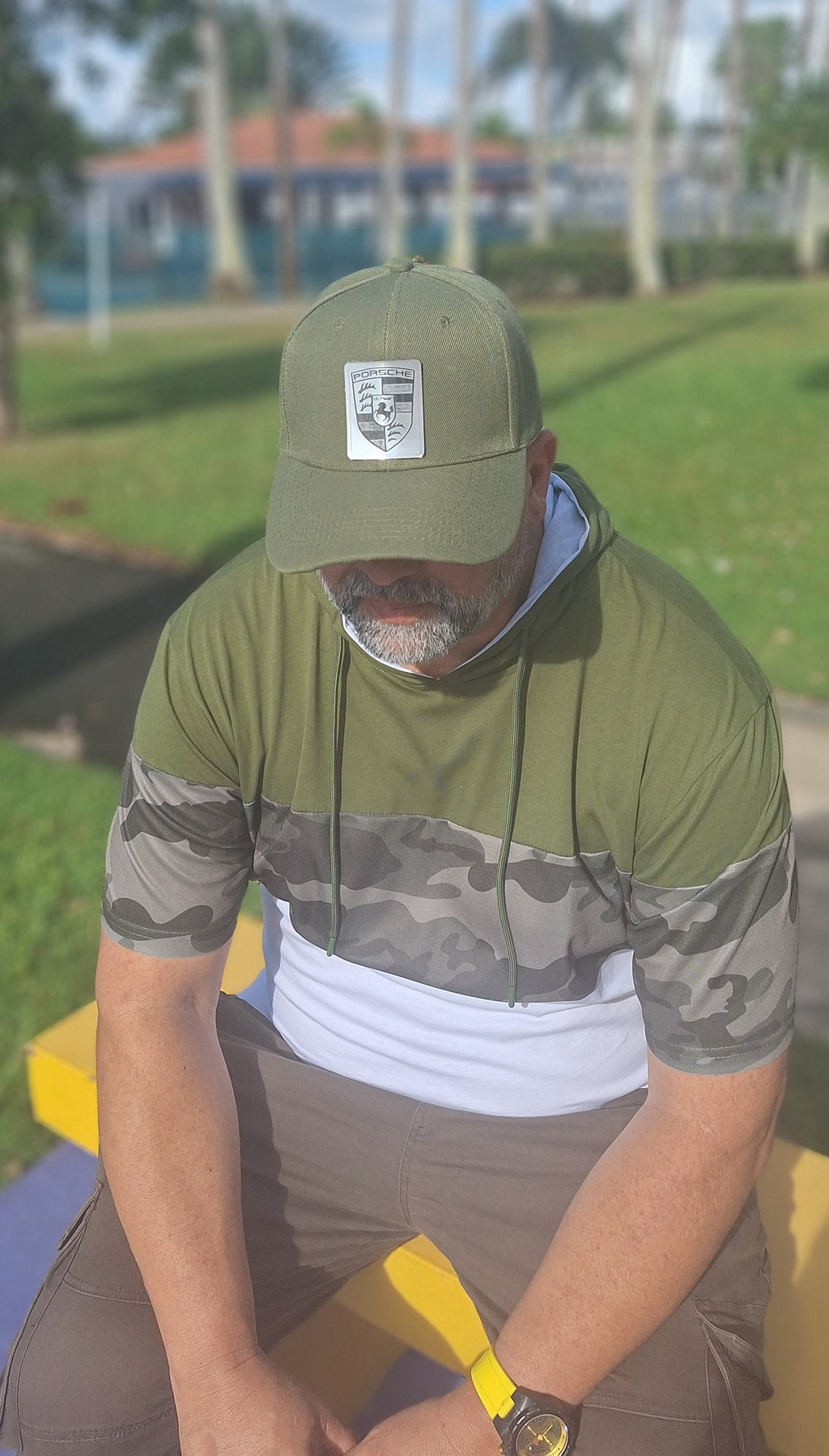 Camo Solid Design Hooded tshir
