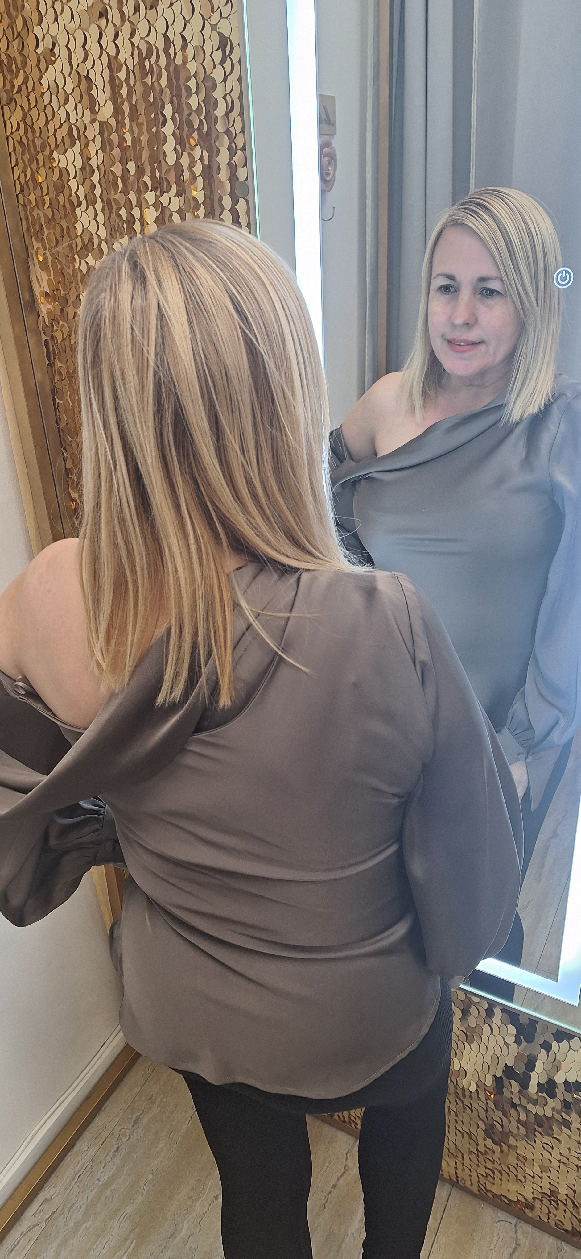 OFFSHOULDER SILKY SATIN BLOUSE
