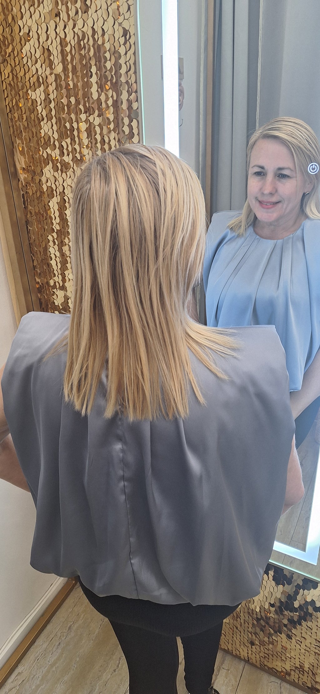 SHOULDER PADDED SILVER TOP