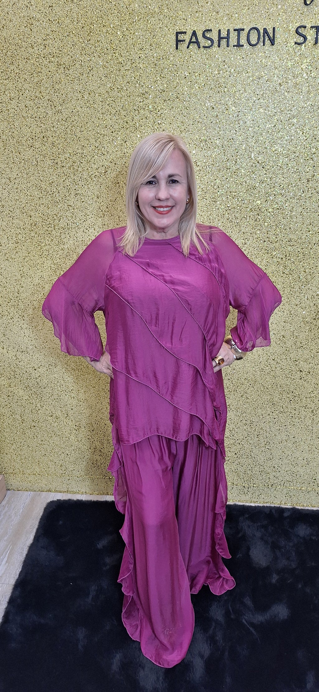ITALIAN SILK MAGENTA SET