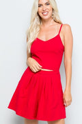 V Neck Crop Set RED