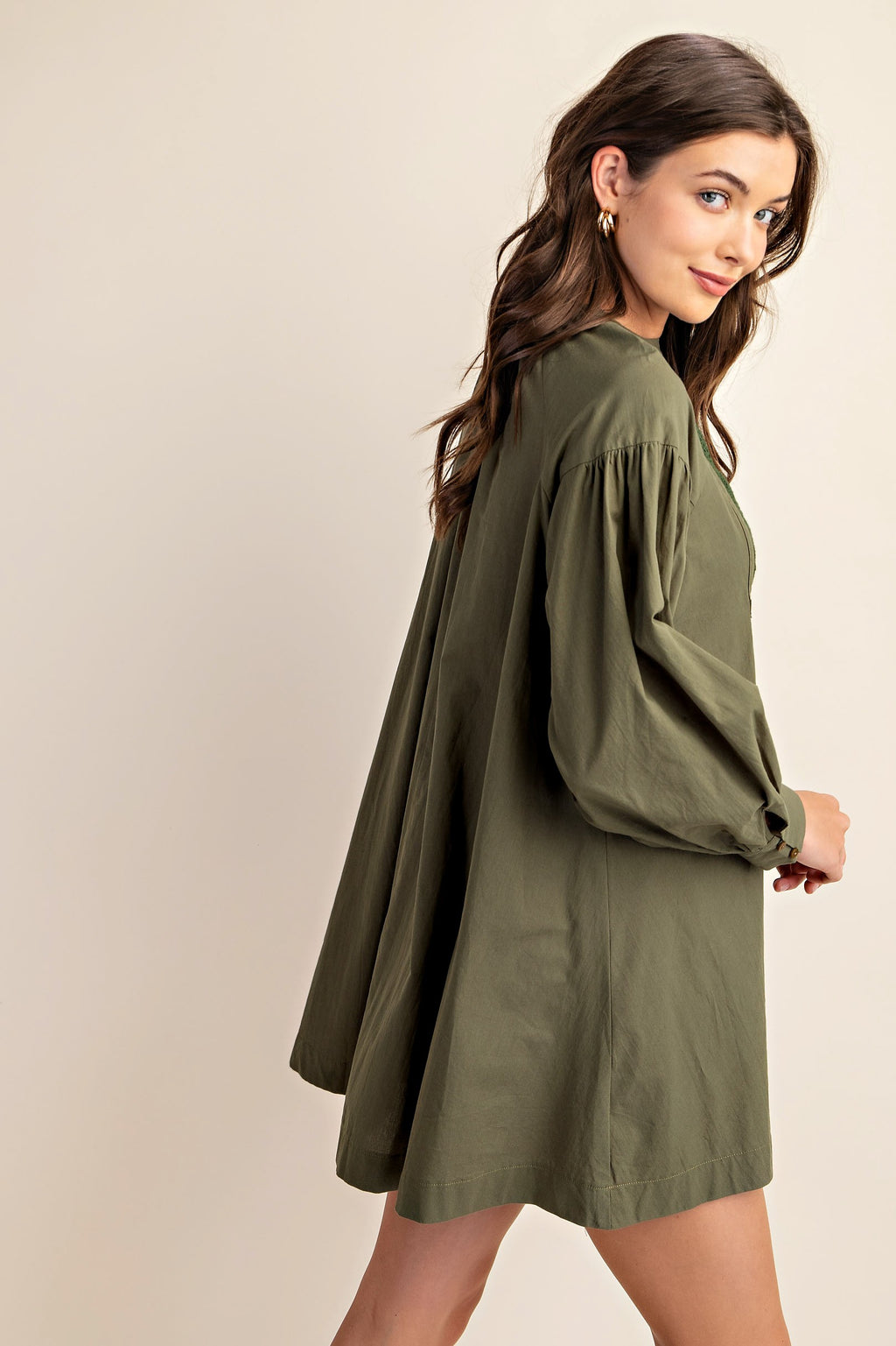 Long Sleeve Mini Dress Olive