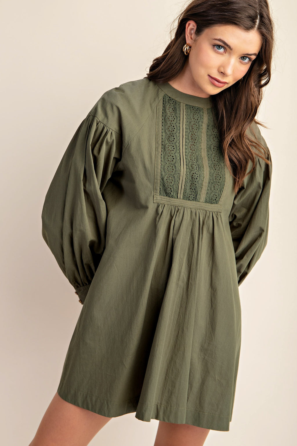 Long Sleeve Mini Dress Olive