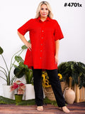 Plus Size Solid Stripe Tunic Shirt