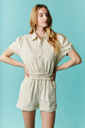 Short Sleeve Button Down Denim Rumper