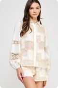 Crochet Macrame Lace Shirt And Shorts Set