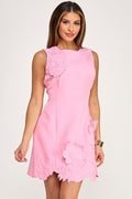 Sleeveless Mini Dress With 3D Flowers