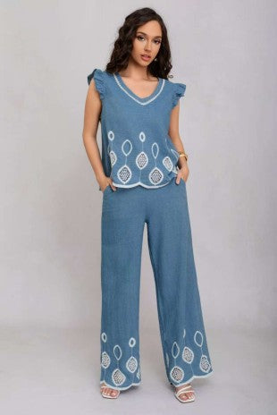 Denim Set Pants And Top