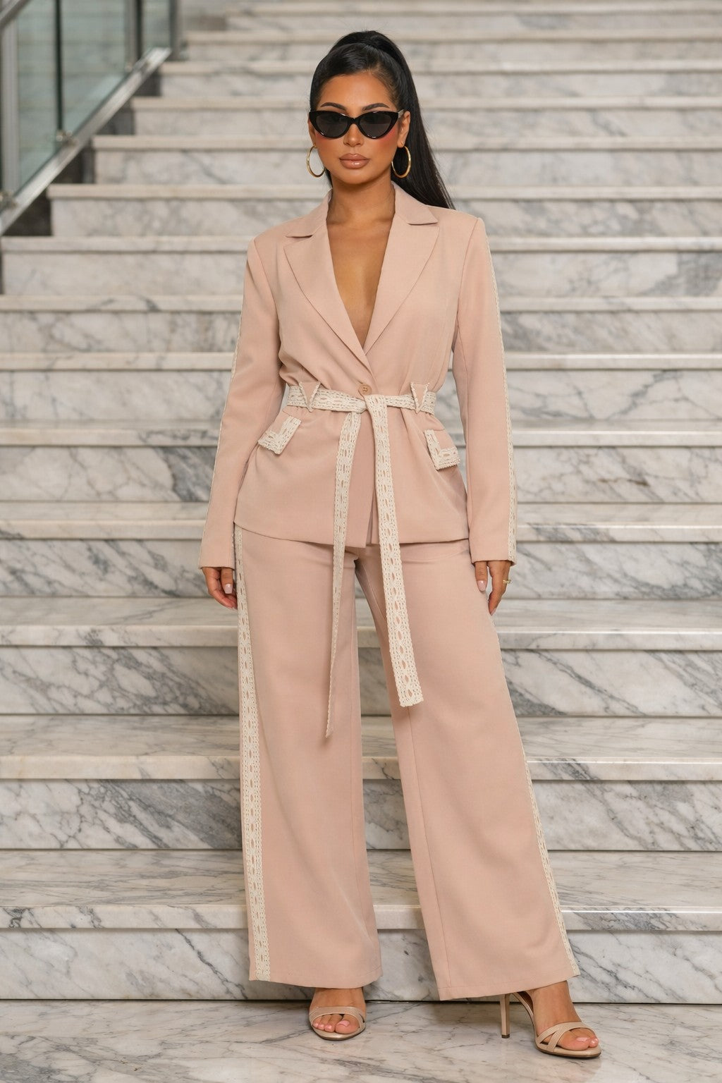 Belted Blazer Set