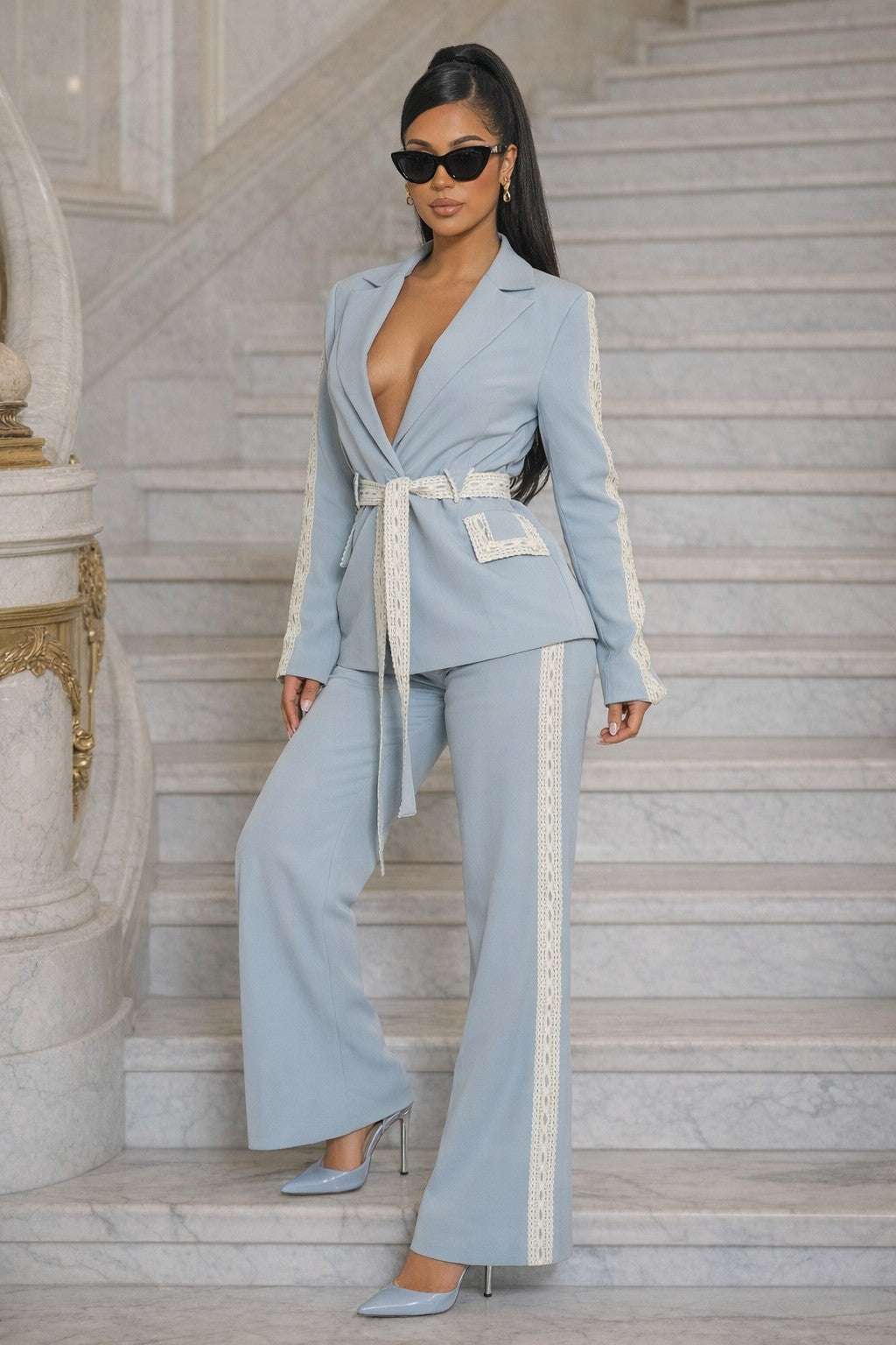 Belted Blazer Set