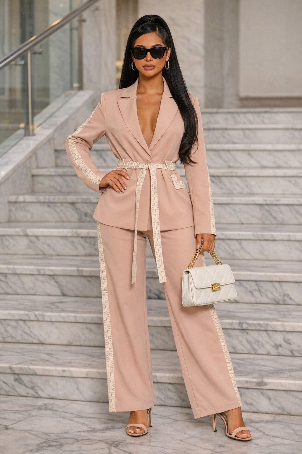 Belted Blazer Set
