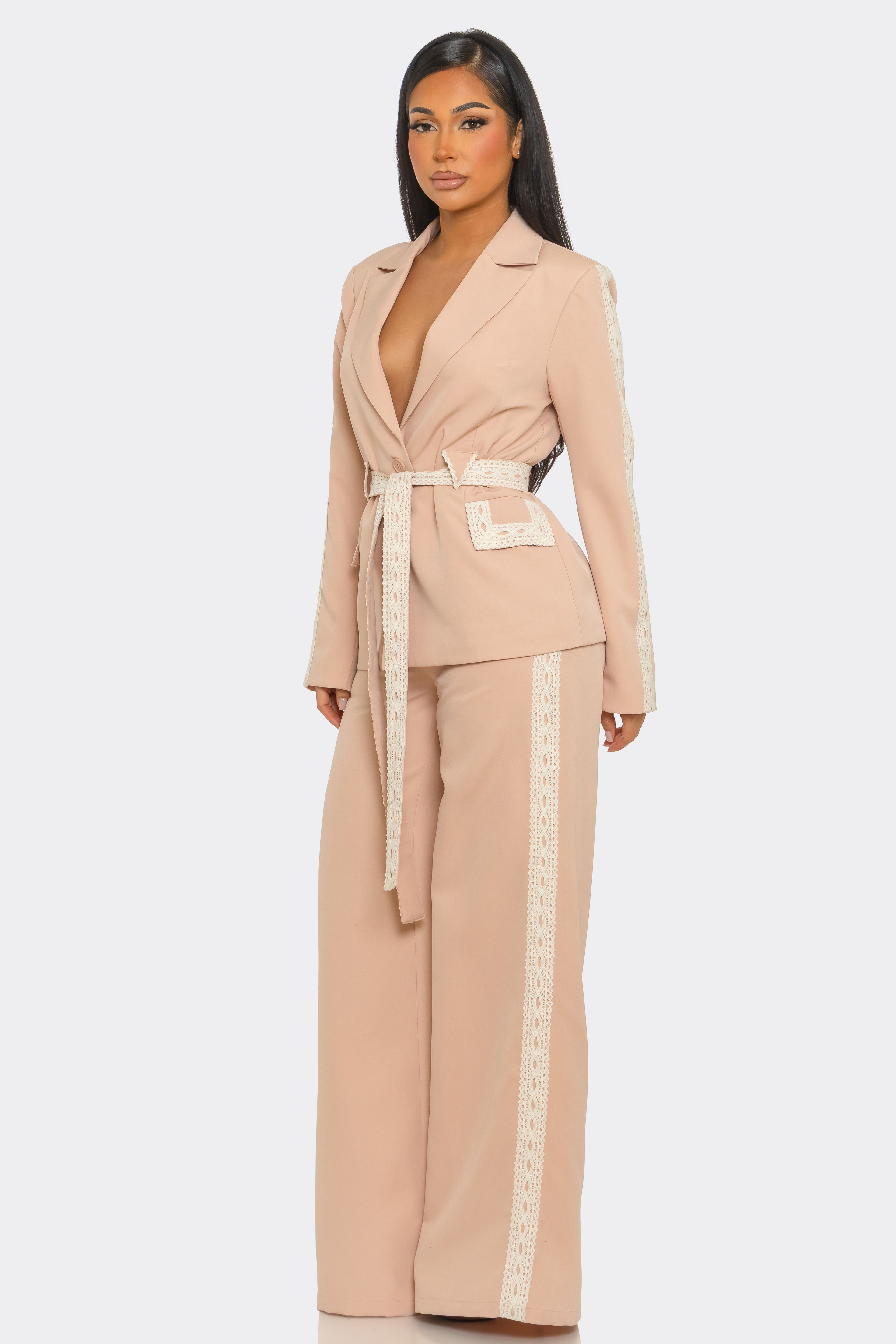 Belted Blazer Set