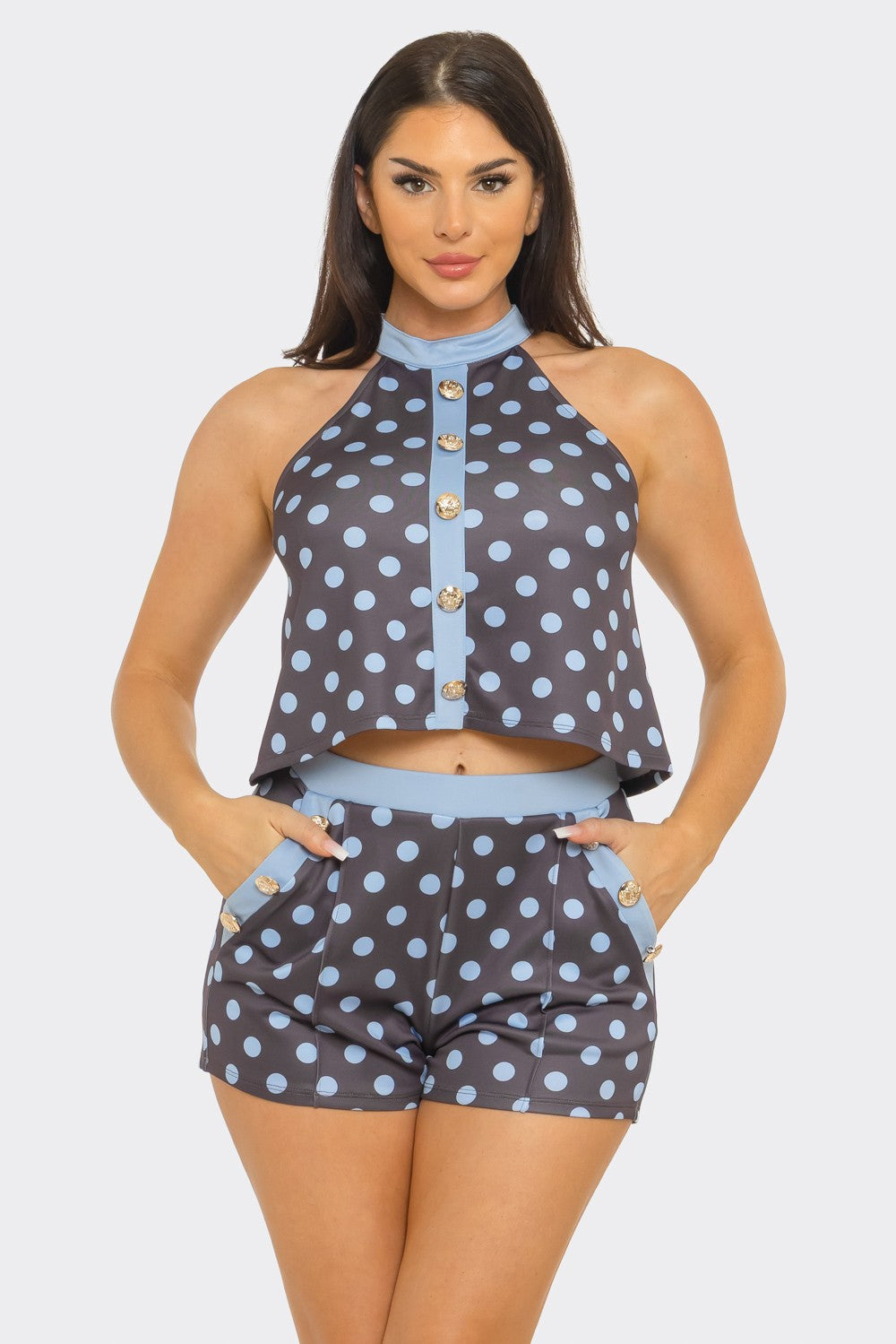 Polka Dots Halter Neck Set