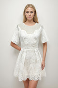 SHORT SLEEVE EMBROIDERY DRESS