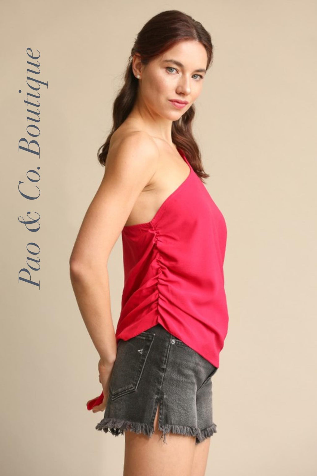 One Shoulder And Waist Tie Top