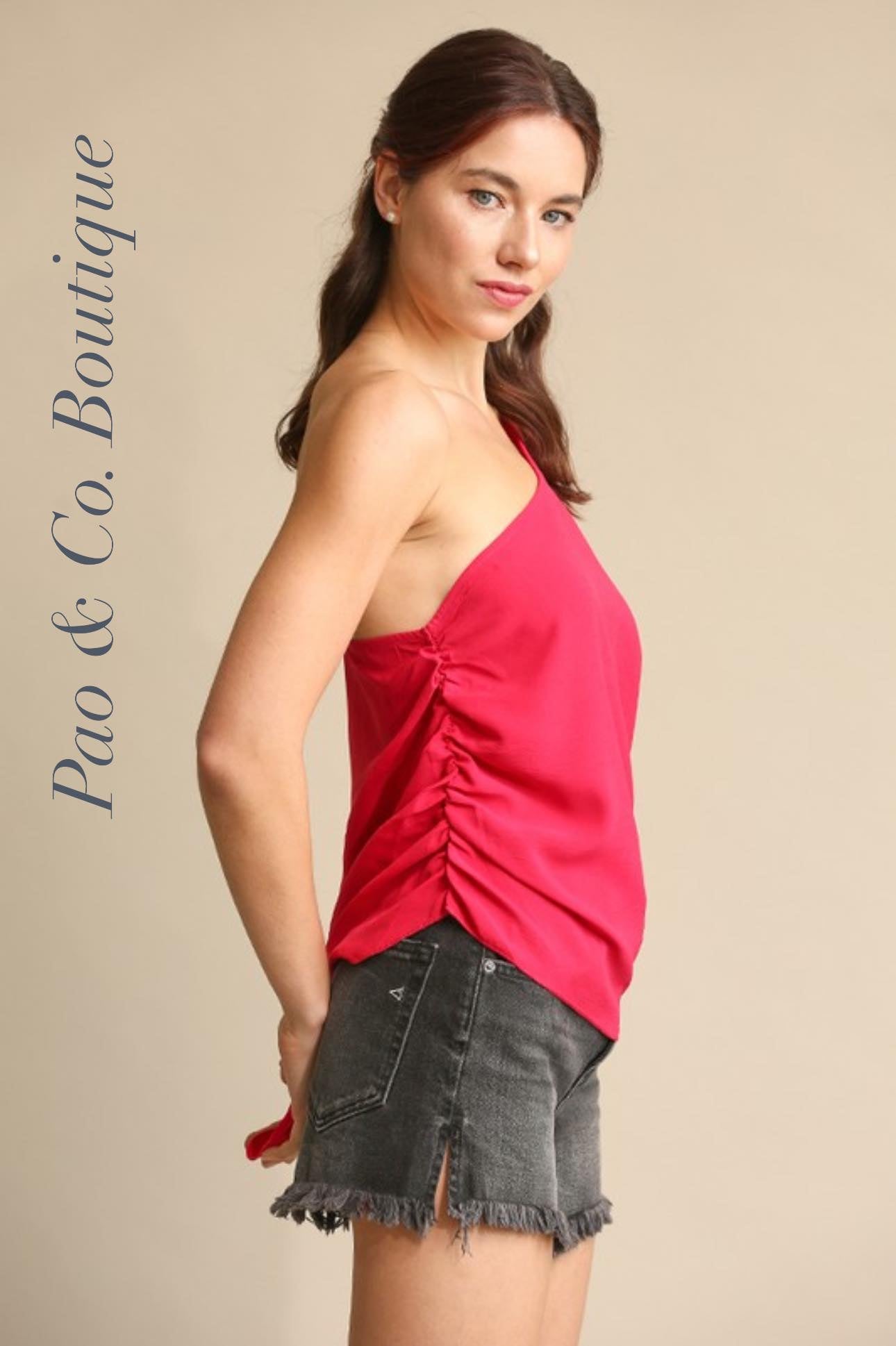 One Shoulder And Waist Tie Top