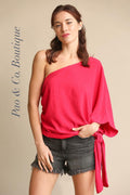One Shoulder And Waist Tie Top