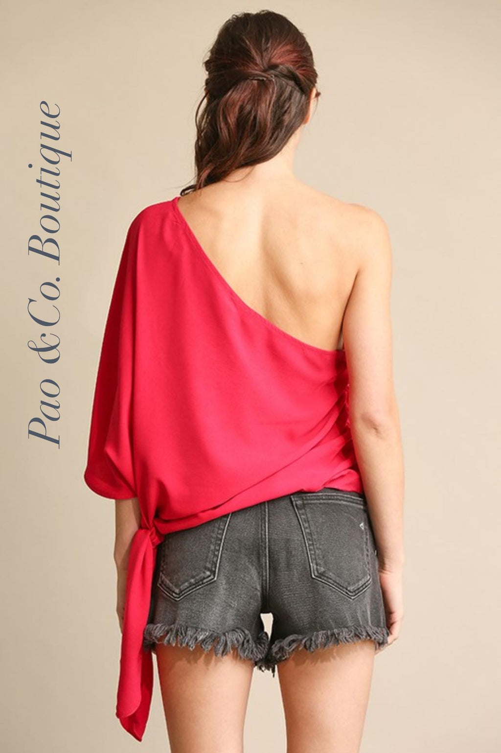 One Shoulder And Waist Tie Top