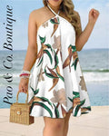 Women Printed Mid Length Open Back Dress