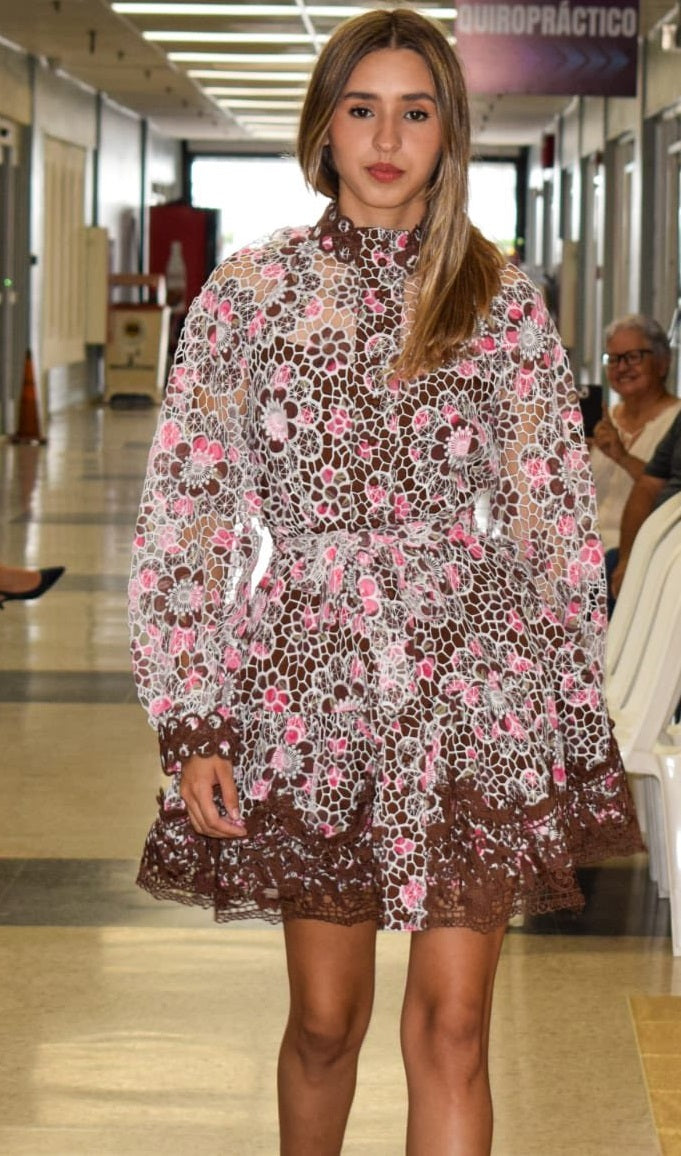 DRESS WOVEN CHOCO ORCHID