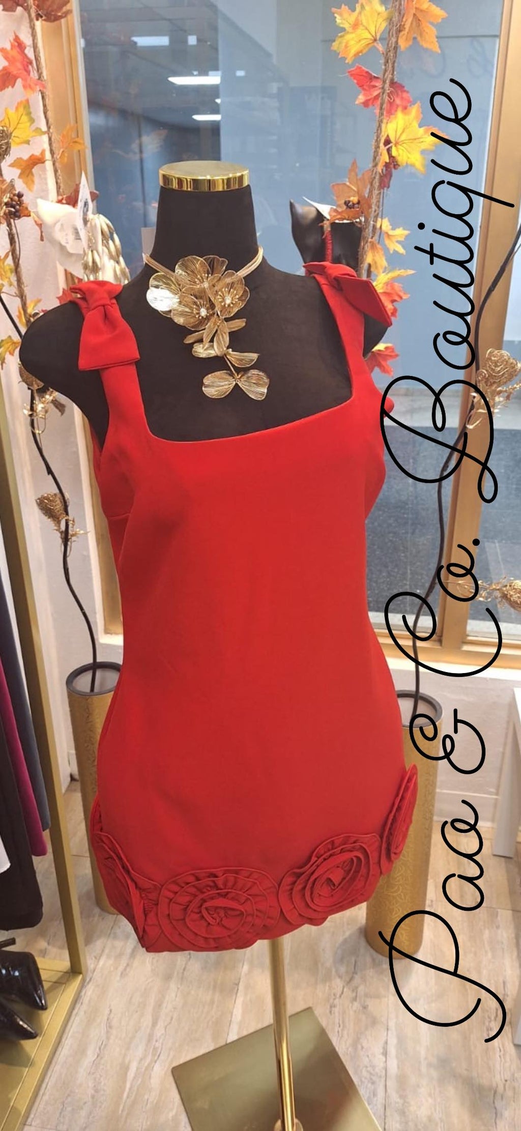 SHORT FLOWER RED DRESS
