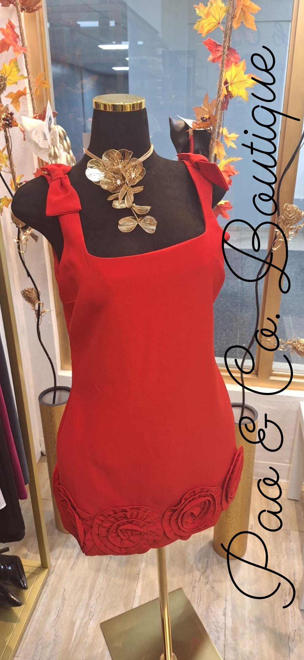 SHORT FLOWER RED DRESS