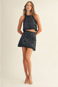 FLORAL APPLIQUES BLACK SET