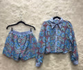 Embroided Blue Pink Set