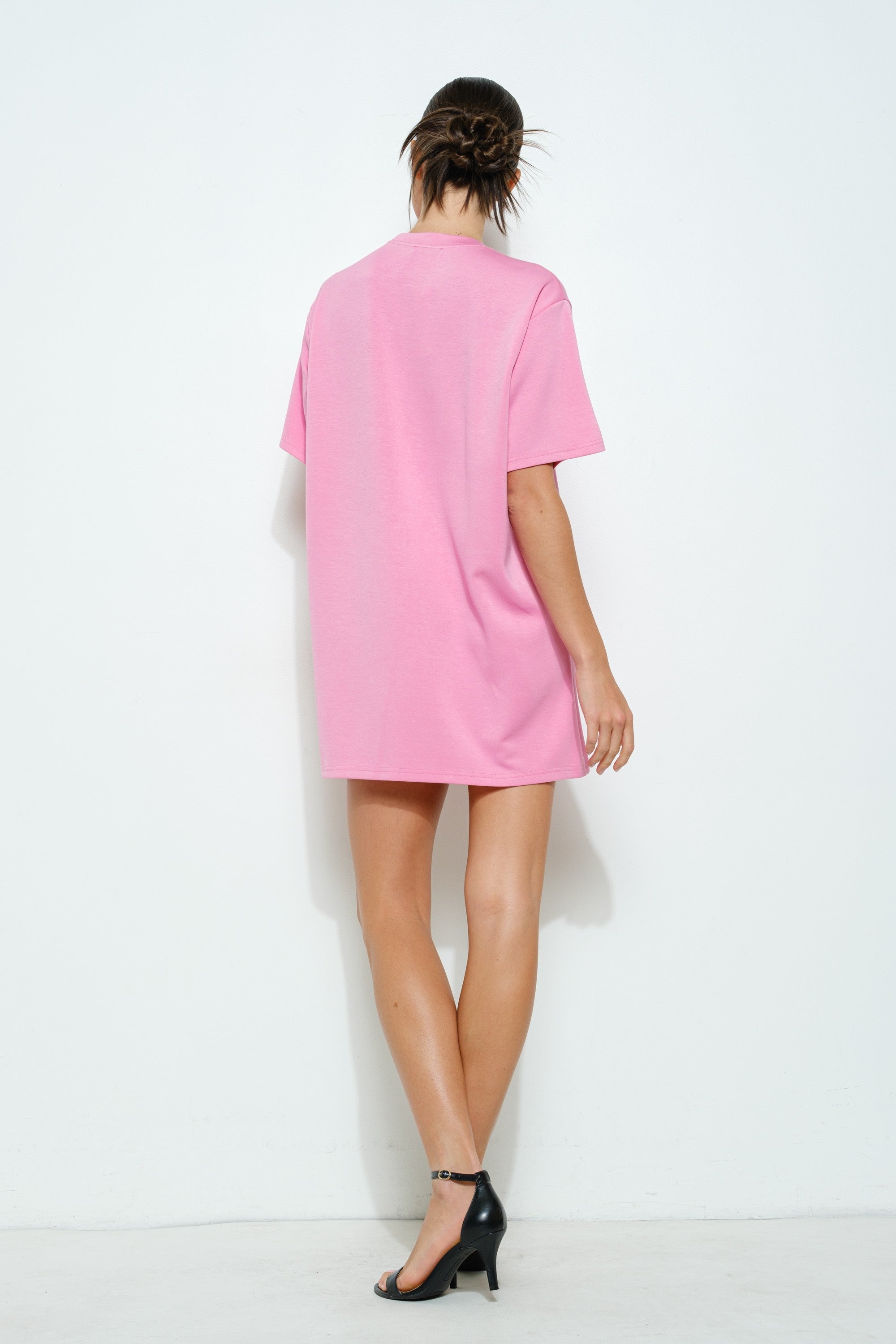 Rhinestone Beaded Flower Embellished T-shirt Dress