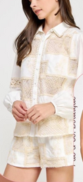 Crochet Macrame Lace Shirt And Shorts Set