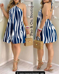Women Printed Mid Length Open Back Dress