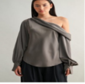 OFFSHOULDER SILKY SATIN BLOUSE