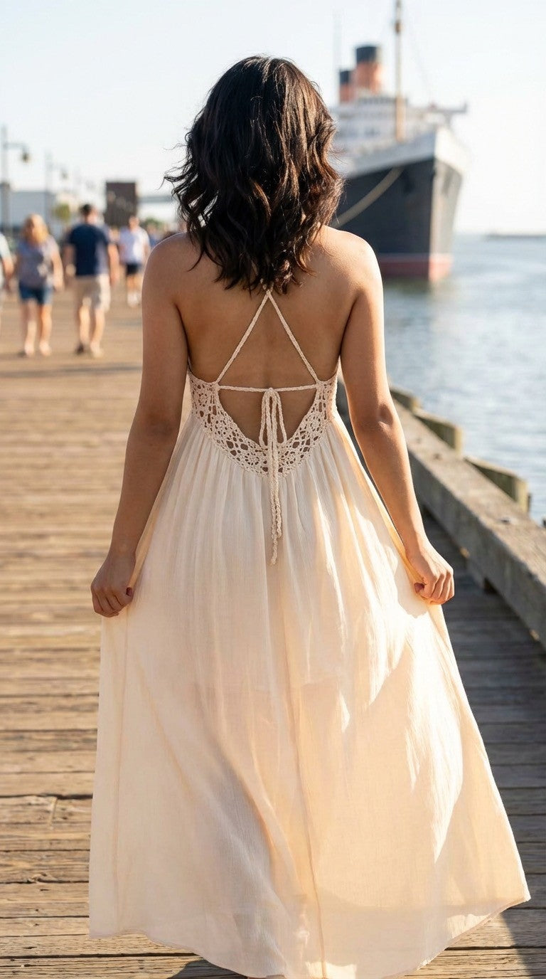 Open-back Halter Slit Cover-up Dress